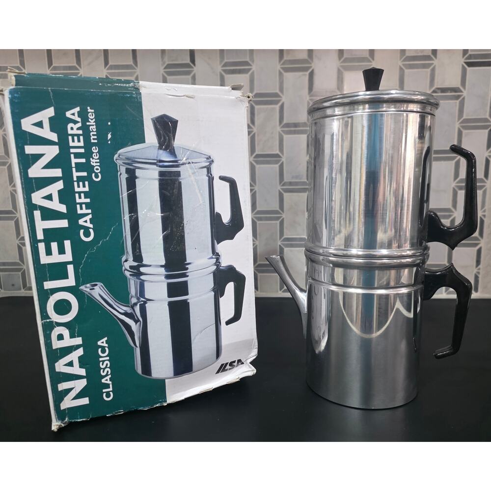 Ilsa Napoletana Coffee Maker 12 Cup Aluminum Italian Flip Pot